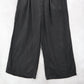 Black Cropped Wide Leg Pleated Belted Preppy Straight Leg Trousers Pant L Large