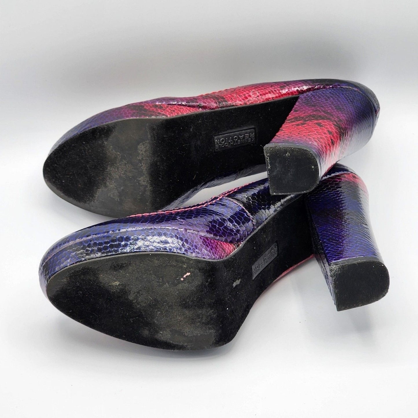 Kenneth Cole Reaction Purple Pink High Heel Pumps Chunky Platform Women Shoe 7.5