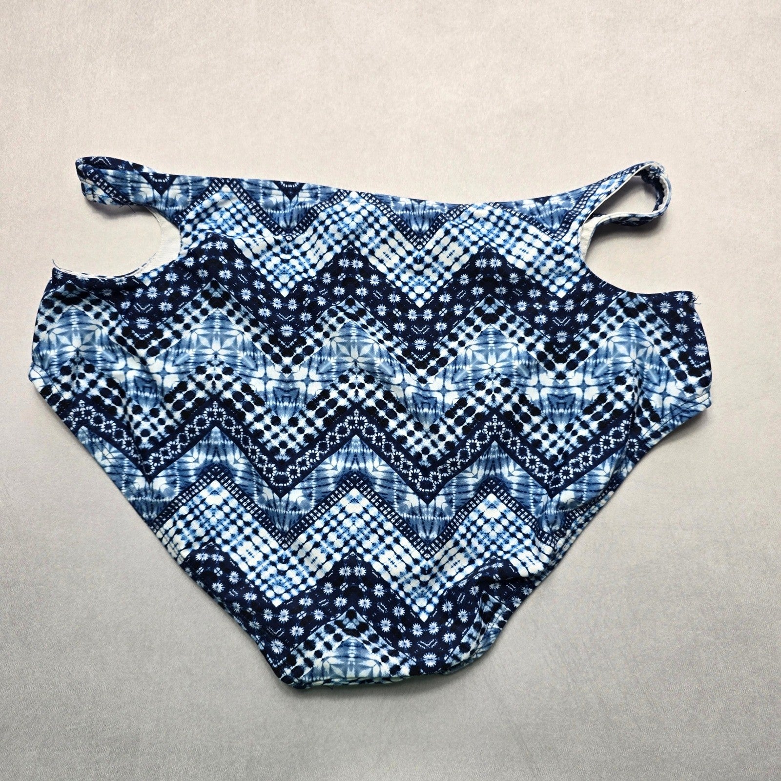 No Boundaries Blue Geometric Cutout Swim Beach Cheeky Bikini Bottom Large