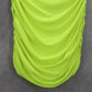 Green Neon Ruched Stretchy Tube Swim Party Pencil Bodycon Drape Top S Small