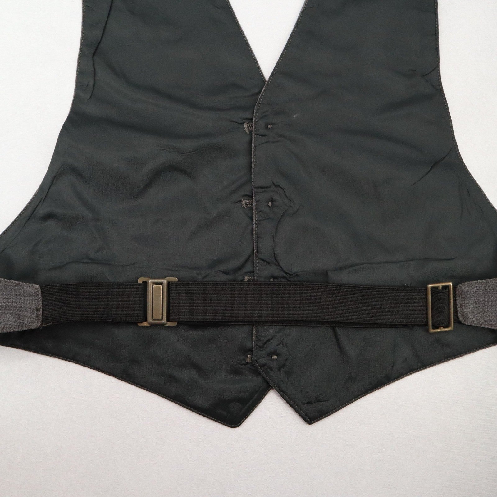 After Six Gray Short Open Back Welt Pocket 4 Button Point Tuxedo Vest Medium 38S