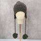 Gray Crochet Cable Knit Pom Pom Bucket Y2K Vintage Beanie Cap Hat
