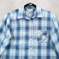 Teddi Blue Plaid Flannel Western Long Sleeve Button Up VTG College Petite Small