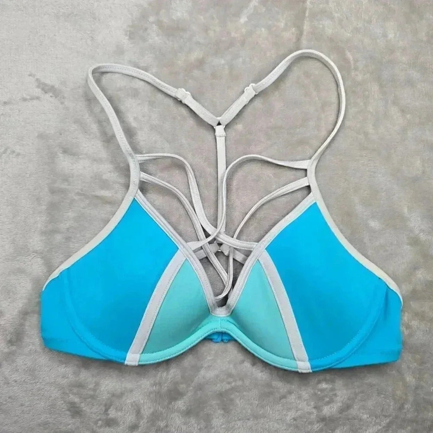 Victoria's Secret Pink Blue Padded Bikini Adjustable Strap Swimwear XS