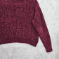 Arizona Red Chenille Ribbed Sleeve Y2K VTG Academia Crop Cozy Sweater Medium