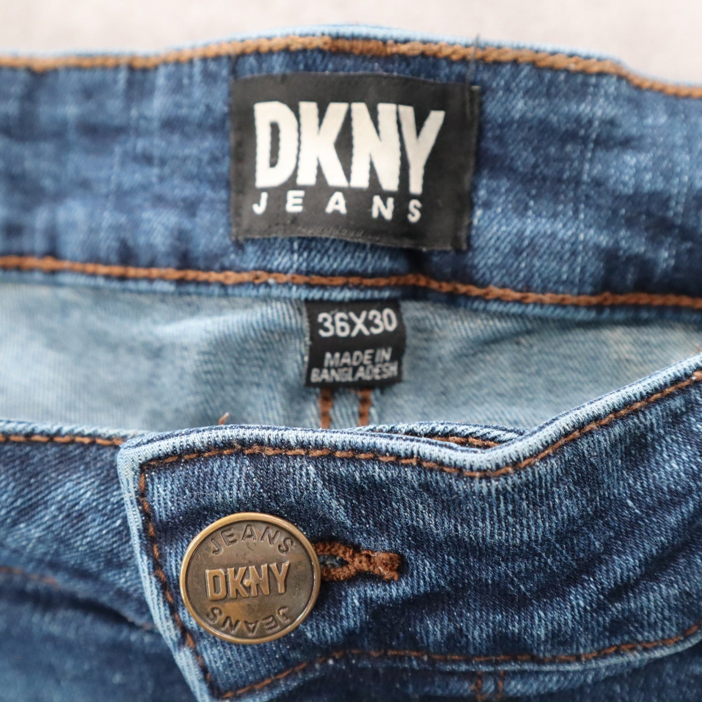 DKNY Blue Straight Fit Tapered Duane Mens Cotton 36X30 Denim Jeans