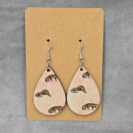 Pink Teardrop Hook Animal Handmade Earrings #JB1E1
