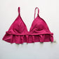 Purple Ruffle Swim Boho Padded Sports Bra Beach Bralette Bikini Top L Large