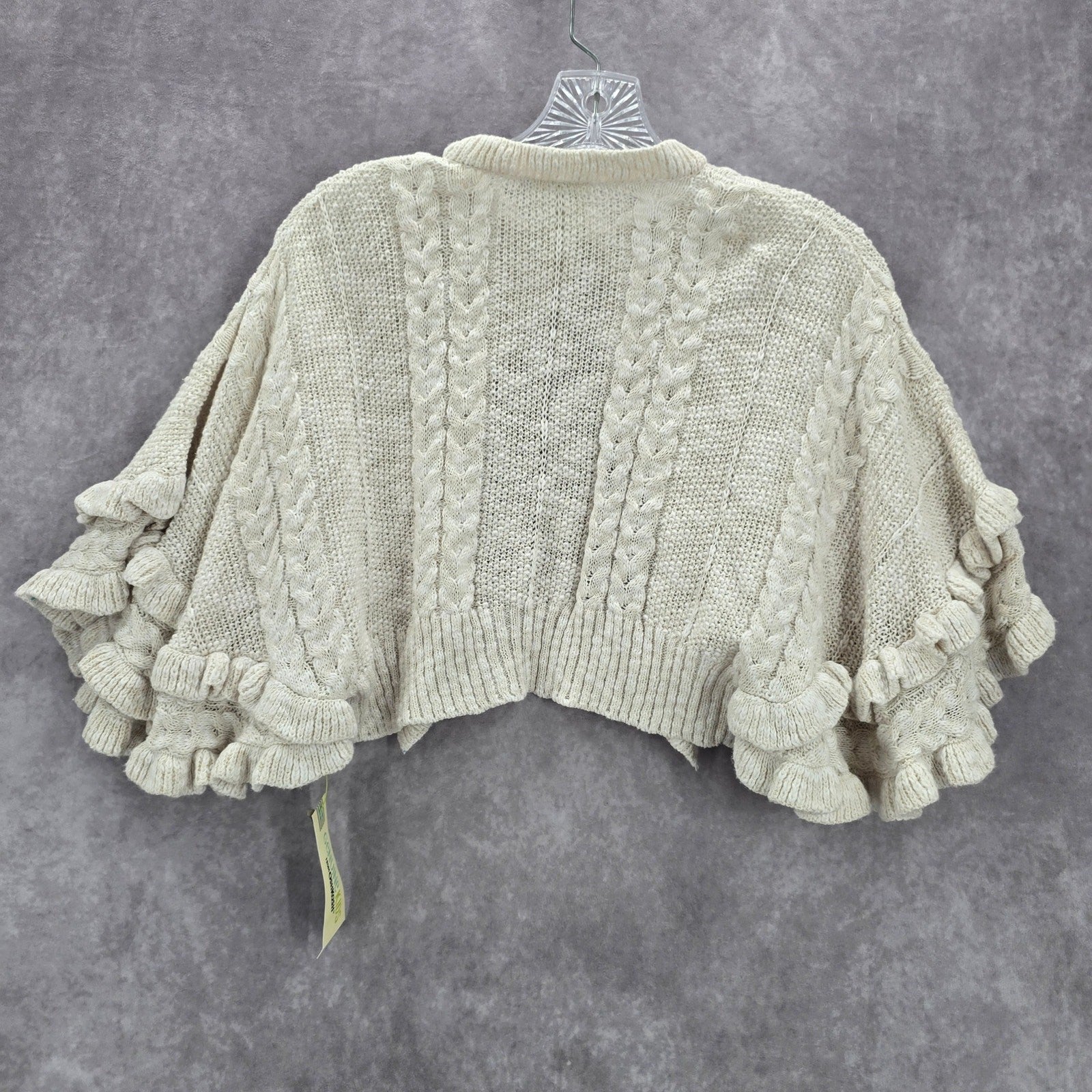 Oshkosh B'Gosh Vintage Knit White Ruffle  Poncho Cape Sweater Girls Toddle 3T