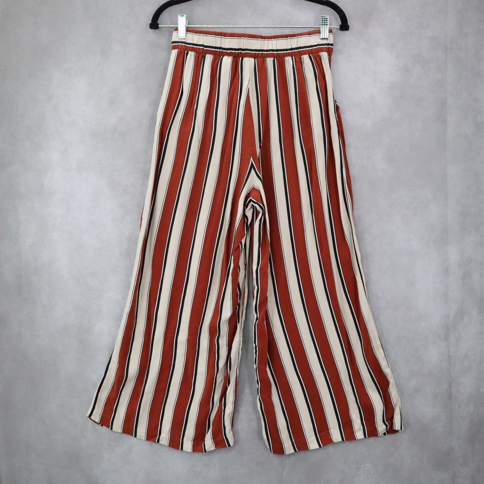 H&M Blown Striped Palazzo Wide Leg Boho Harem Trouser Pull On Pants Small 6