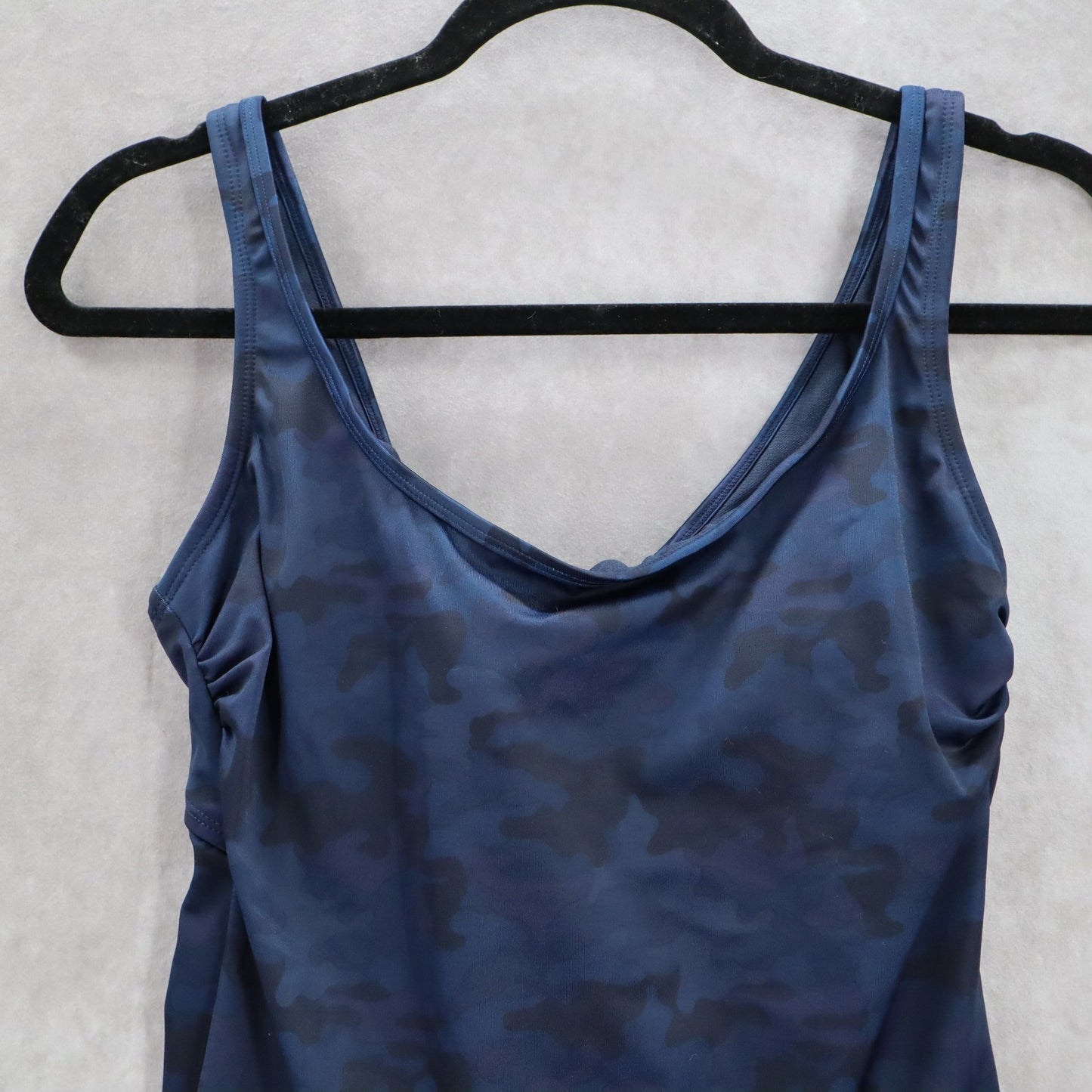 Navy Blue Camo Beach Padded Active Swim Sports Bra Tankini Tank Top S Small