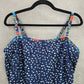 Blue Polka Dot Tank Top Padded Tankini Swimwear XL Extra Large