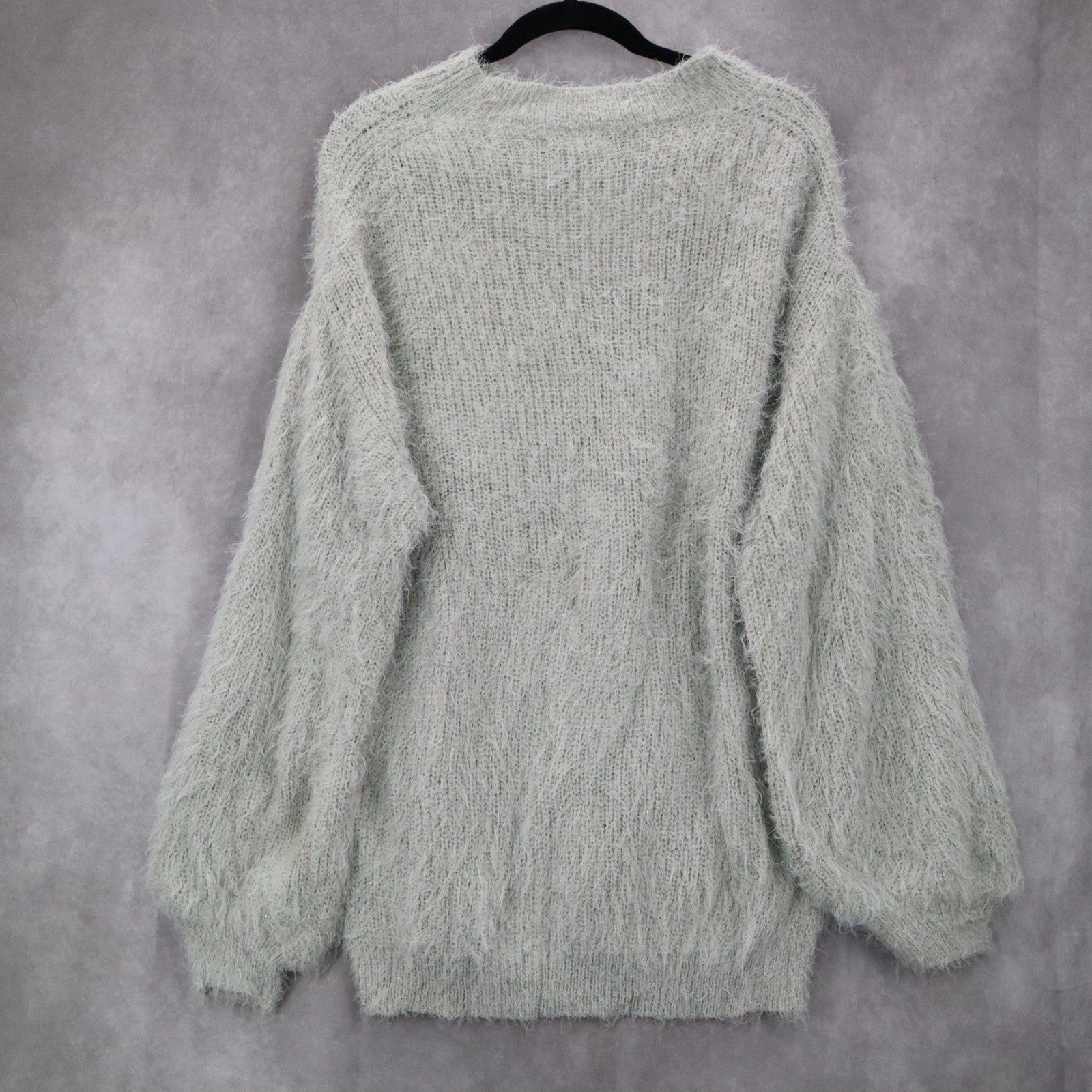 Easel Fuzzy Sweater Gray Shaggy Knit Pullover Cozy Grunge Y2K Softcore M Medium