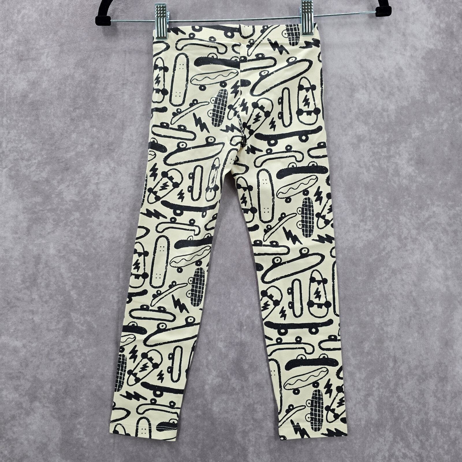 Cat & Jack White Skateboard Print Girls Toddler Leggings Pants Bottoms XS 4/5
