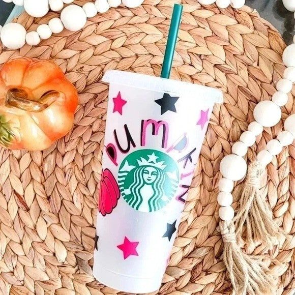 Starbucks 24oz Pumpkin Stars Cup Much Reusable Cold Tumbler