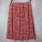 Just My Size Boho Floral Midi Skirt Red Pink Flowy Pocket Casual Chic Plus 16