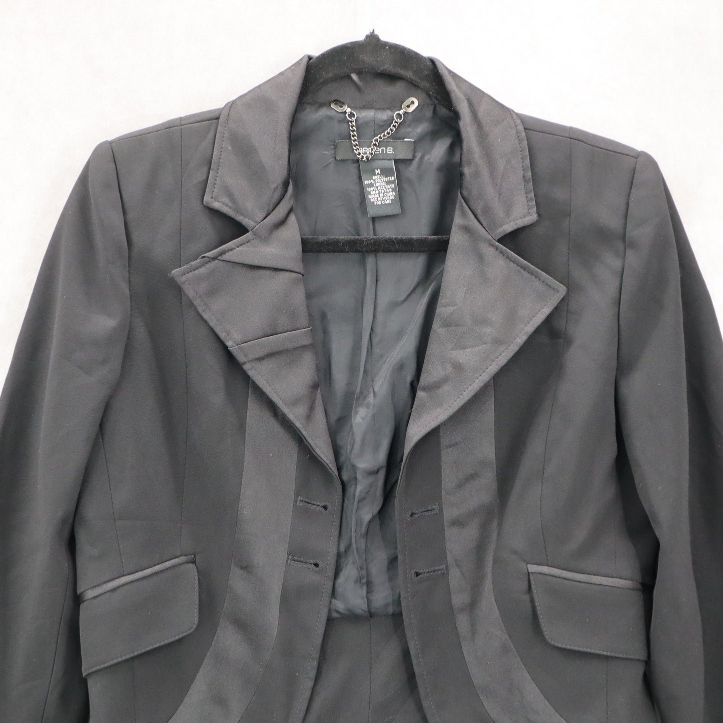 Arden B Black Tuxedo Peak Formal Cocktail Wedding Coat Jacket Blazer Medium