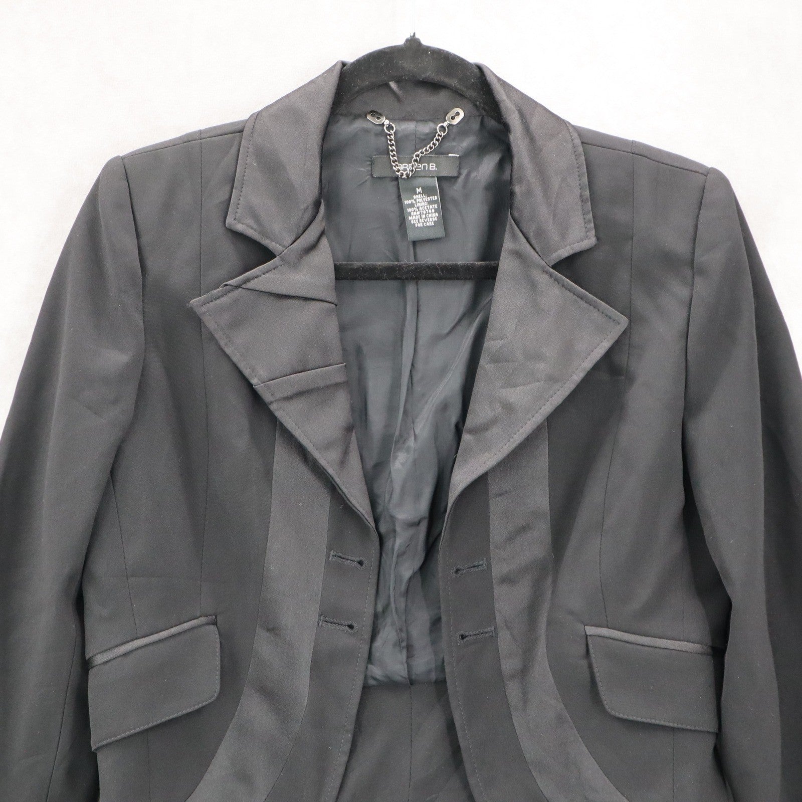 Arden B Black Tuxedo Peak Formal Cocktail Wedding Coat Jacket Blazer Medium