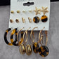 Hoop Stud Dangle Brown Gold Set of 9 Earrings Fashion Jewelry JB2-48