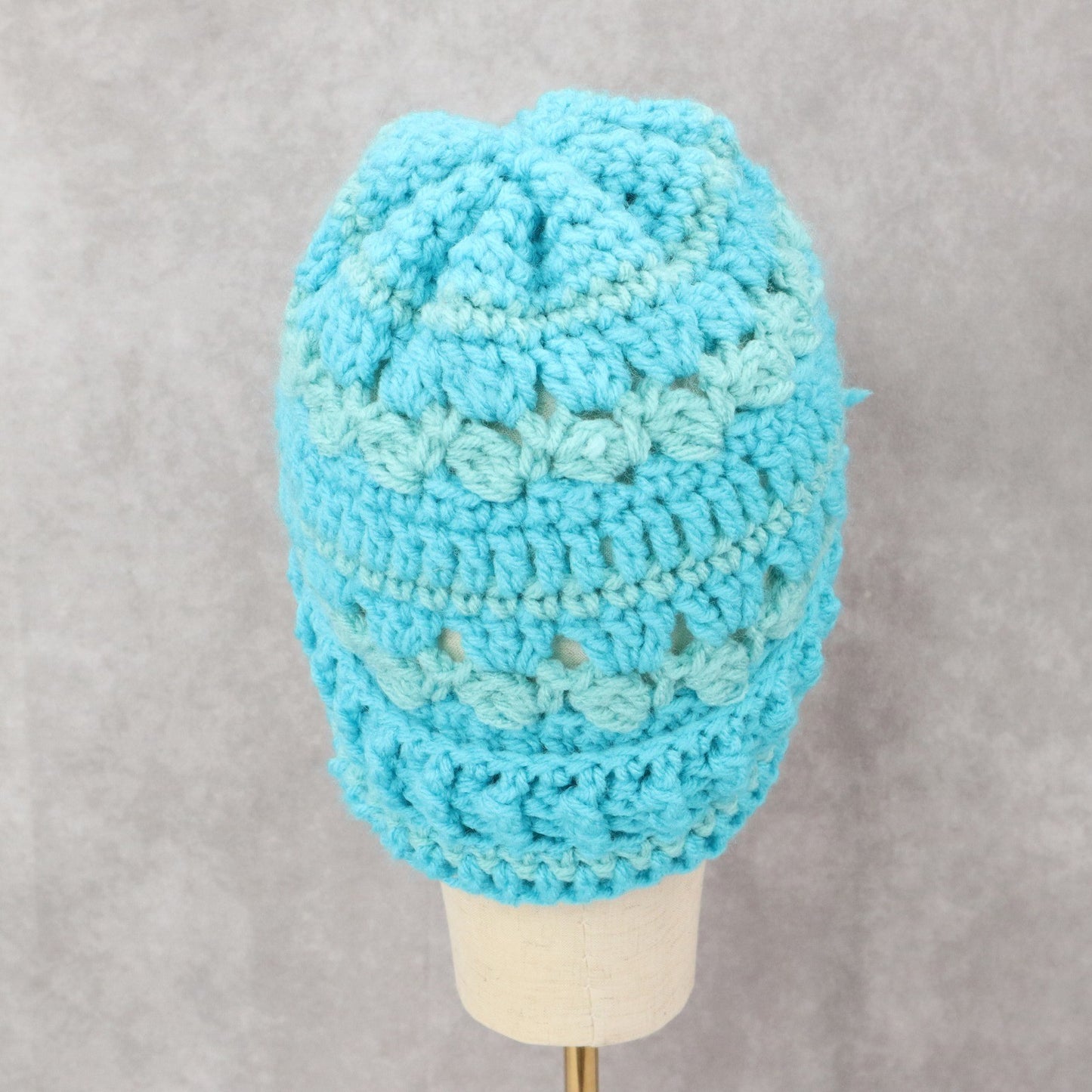 Blue Cable Knit Chunky Y2K Vintage Crochet Beanie Cap Hat