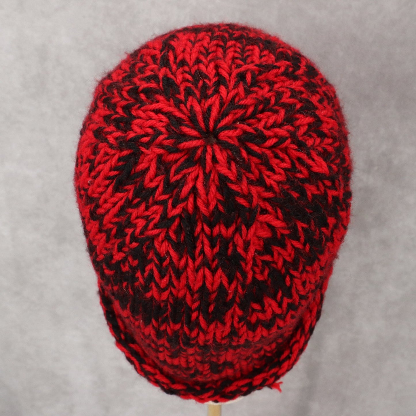 Red Crochet Cable Knit Black Skater Vintage Y2K Cottage Beanie Cap Hat OS