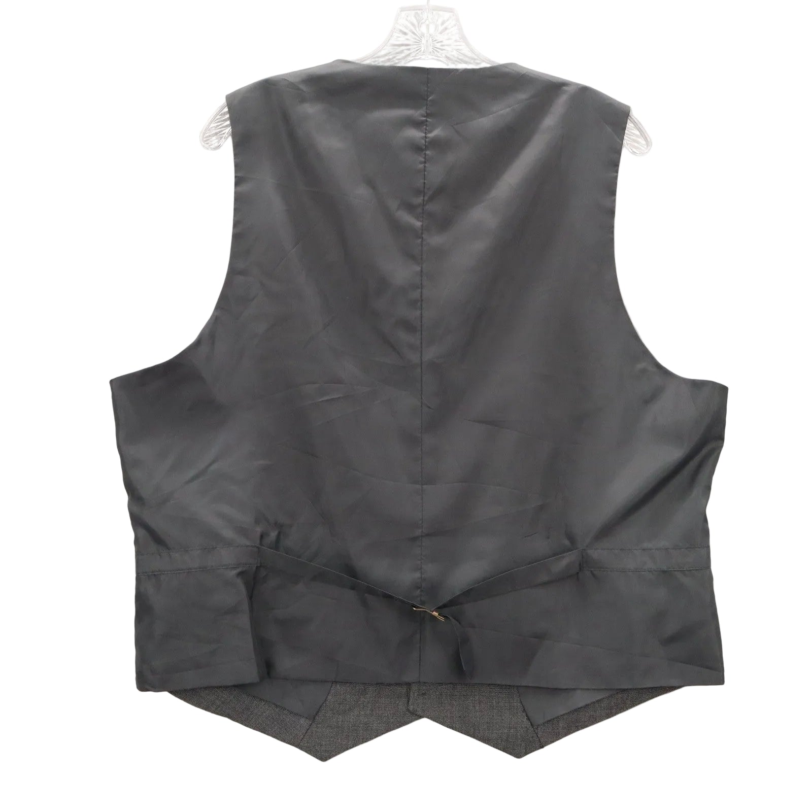 Gray Plaid 5 Button Point Bottom Waistcoat Formal Tuxedo Suit Vest 44S XL