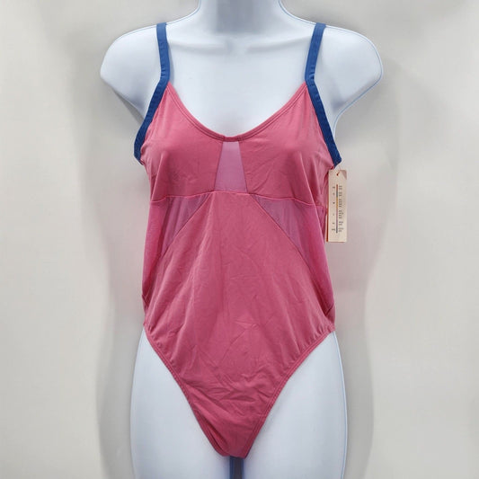 Colsie Pink One Piece Swimsuit Swimwear Bathing Suit Adjustable Mesh Medium