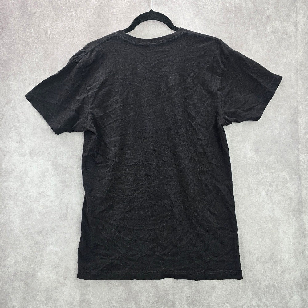Black Christmas Ornaments & Mistletoe Printed Holiday Tshirt Top Medium