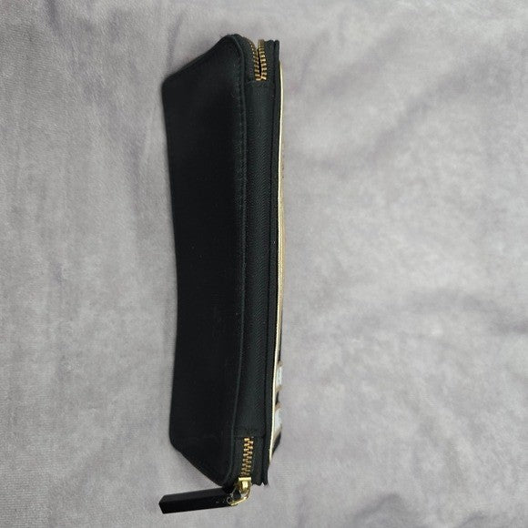 MAC Black White Gold Small Zip Makeup Cosmetics Slim Pouch Bag