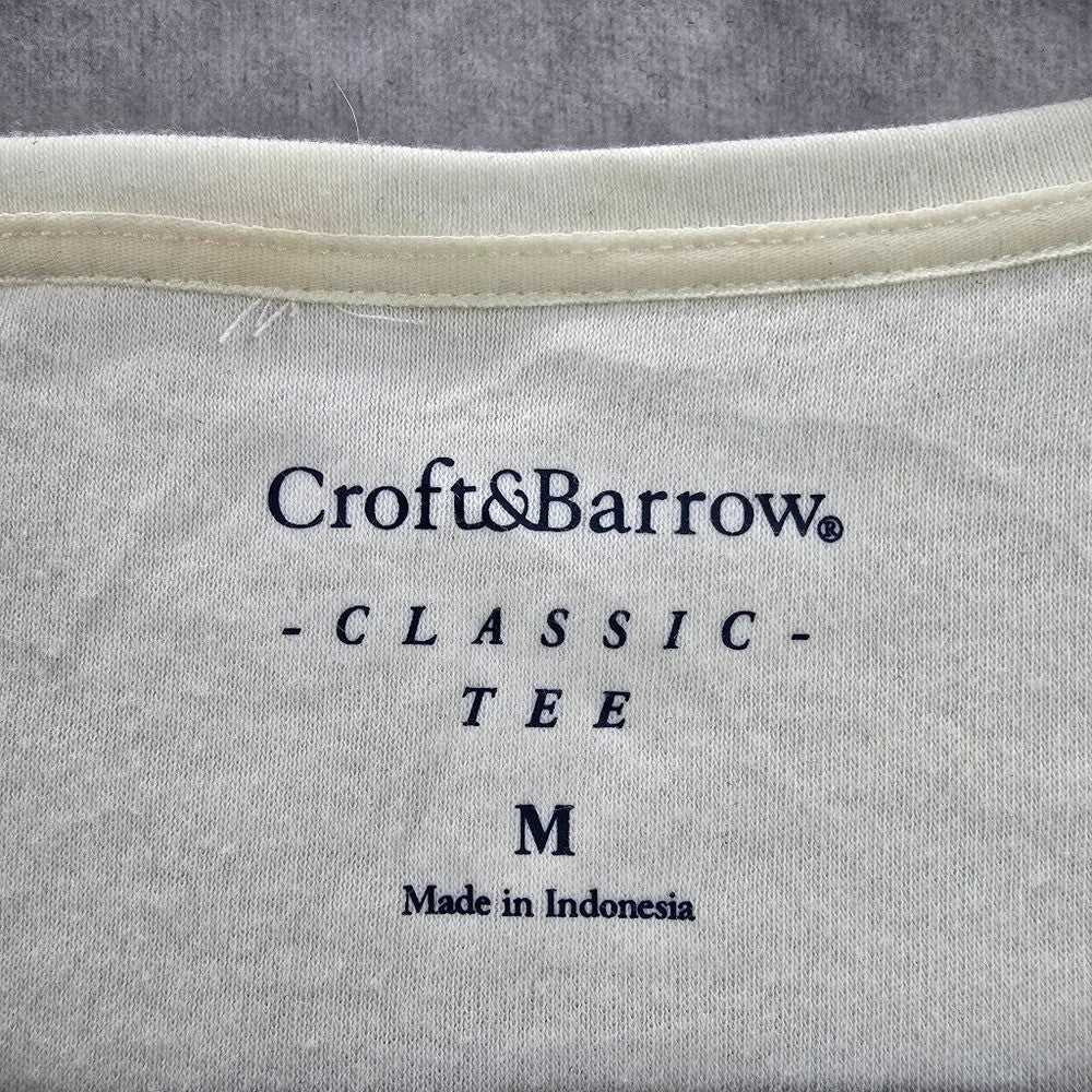 Croft & Barrow White Peace Christmas Tree Holiday Festive Top Medium