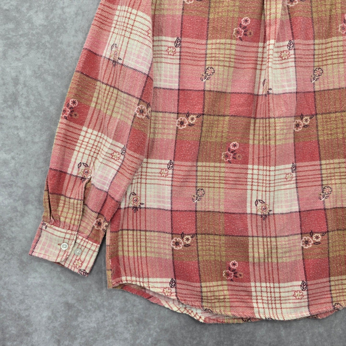 American Sweetheart Pink Plaid Flannel Western Urban 90s Skater Grunge Shirt L