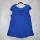 Fiorlini International Blue Sleeveless Knit Top Scallop Hem Lace Vintage 22/24