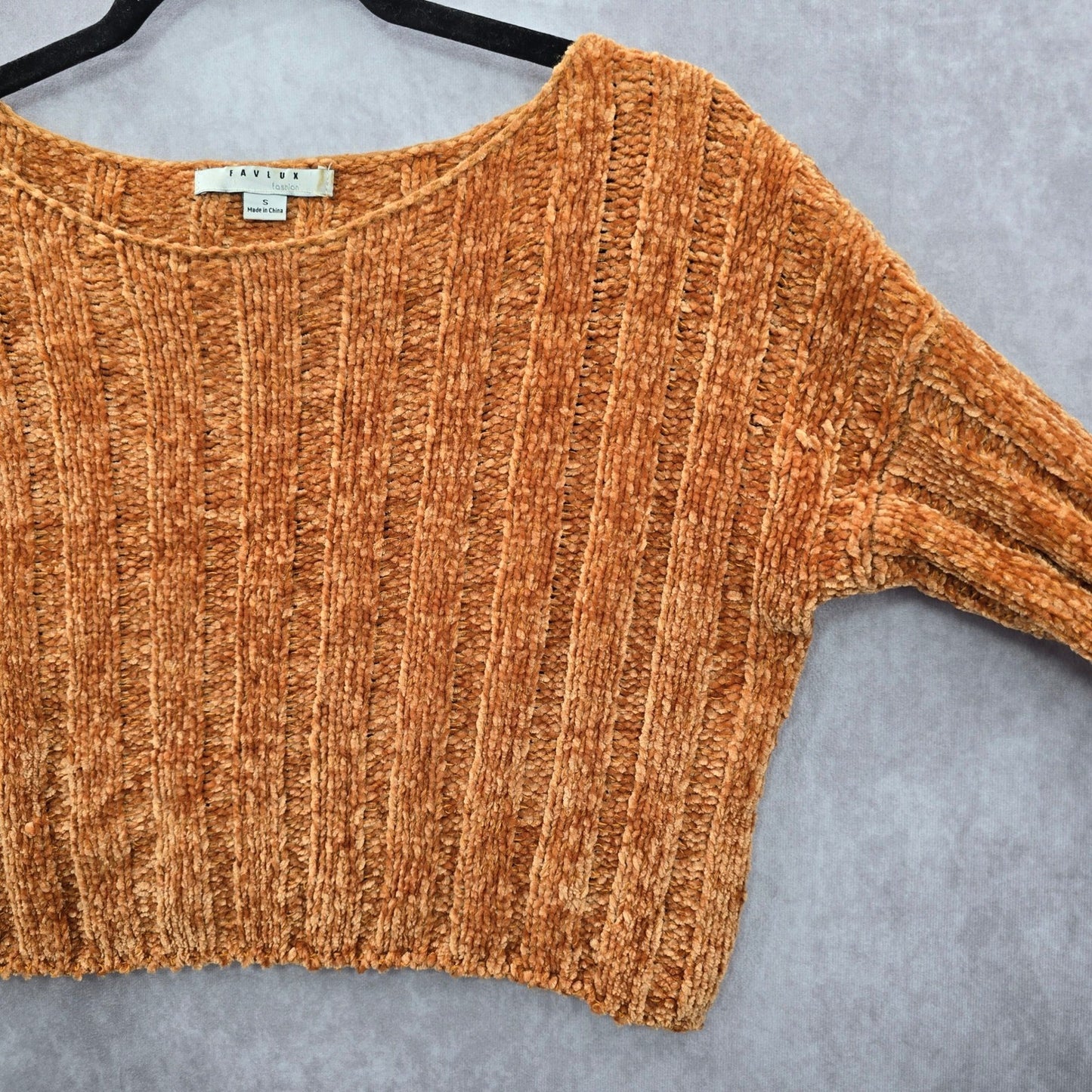 Favlux Yellow Crop Chenille Ribbed Sleeve Y2K VTG Academia Cozy Sweater Small