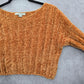 Favlux Yellow Crop Chenille Ribbed Sleeve Y2K VTG Academia Cozy Sweater Small