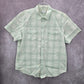 Calvin Klein Green Cotton Mens Button Down Short Sleeve Cotton Plaid Shirt XL