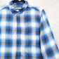 American Eagle Outfitters Blue Flannel Plaid Long Sleeve Button Boyfriend Fit L
