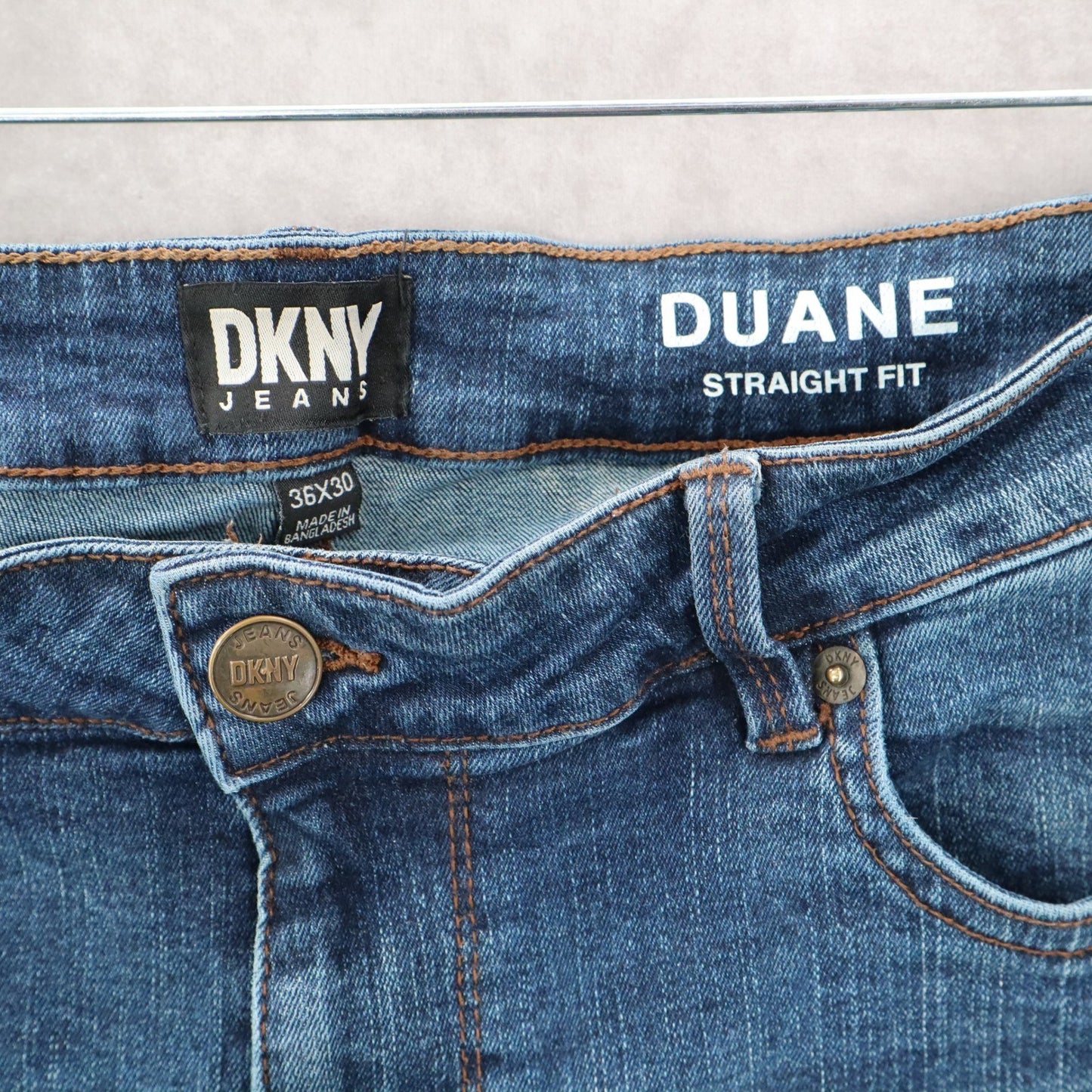 DKNY Blue Straight Fit Tapered Duane Mens Cotton 36X30 Denim Jeans