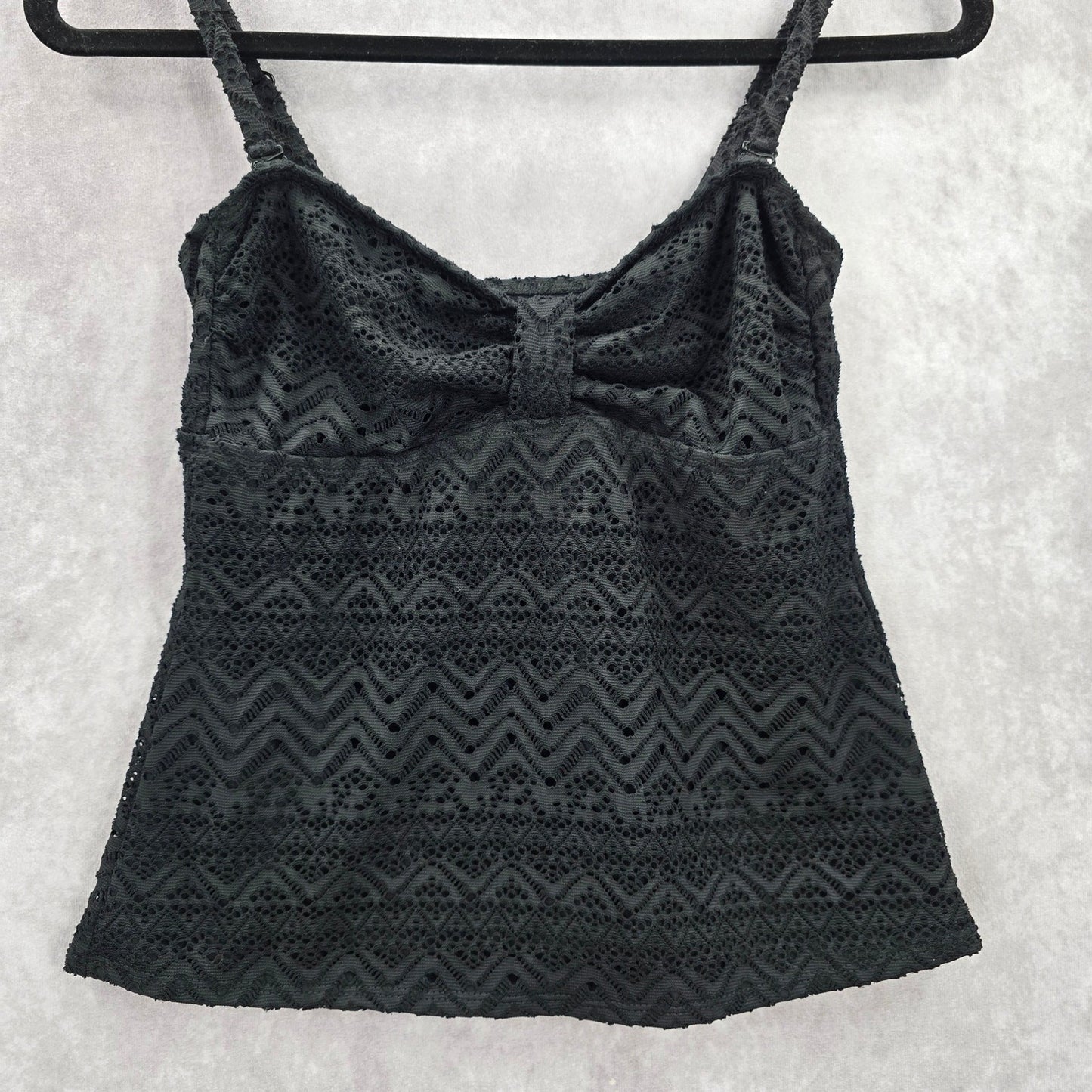 Catalina Black Crochet Lace Swimwear Tankini Top S Small 4-6