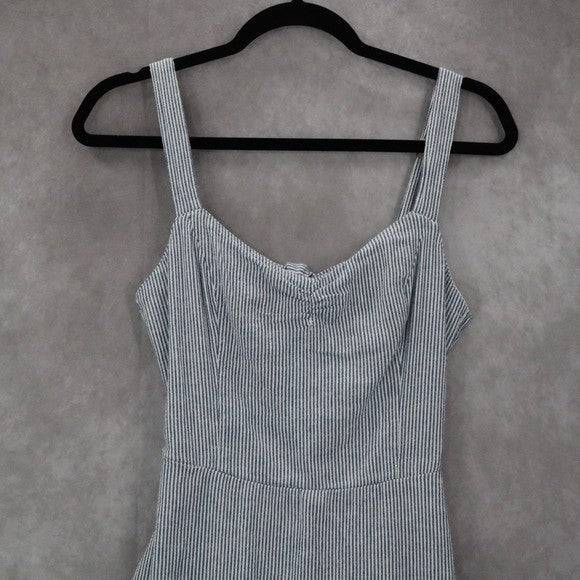 Hollister Blue Stripe Fit Flare Cutout Nautical Beach Tie Preppy Dress Small S
