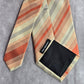 Van Heusen Orange Gray Stripe 100% Silk Geometric Repp Men's Neck Tie NWOT