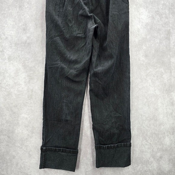 Diane Gilman Black Pull On Straight Classic Elastic Denim Pants Jean M Medium