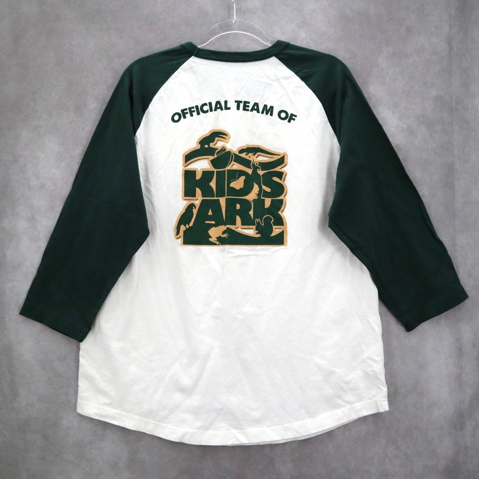 Sport Tek White Green Mineritos Baseball Tee Tshirt Raglan Top L Large