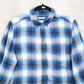 American Eagle Outfitters Blue Flannel Plaid Long Sleeve Button Boyfriend Fit L