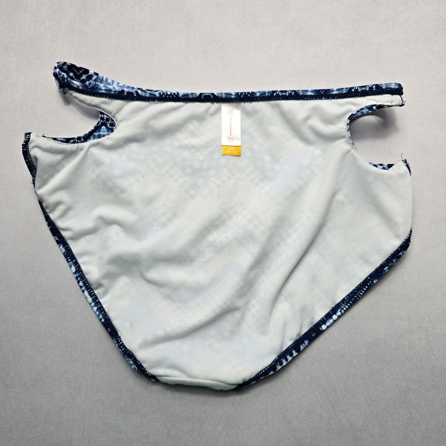 No Boundaries Blue Geometric Cutout Swim Beach Cheeky Bikini Bottom Large