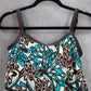 Kim Rogers Brown Blue Floral Swim Tropical Beach Boho Tankini Top S Small