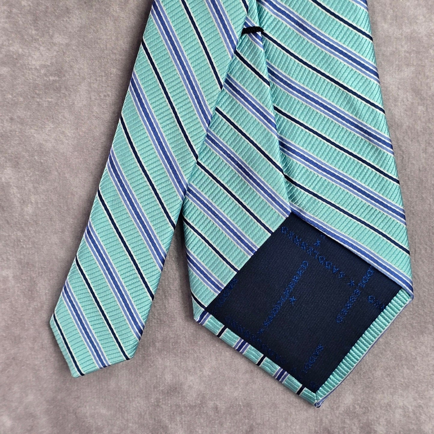 Saddlebred Blue Stripe Repp Geometric Executive 100% Silk Men's Neck Tie