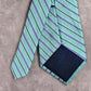 Saddlebred Blue Stripe Repp Geometric Executive 100% Silk Men's Neck Tie