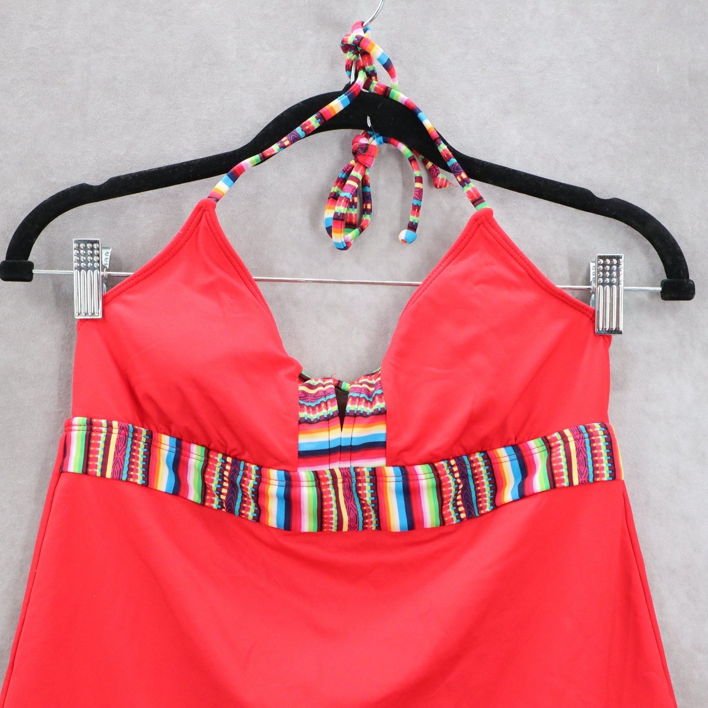 Mossimo Red Padded Halter Tie Bikini Tankini Tank Top Beach Swim S Small