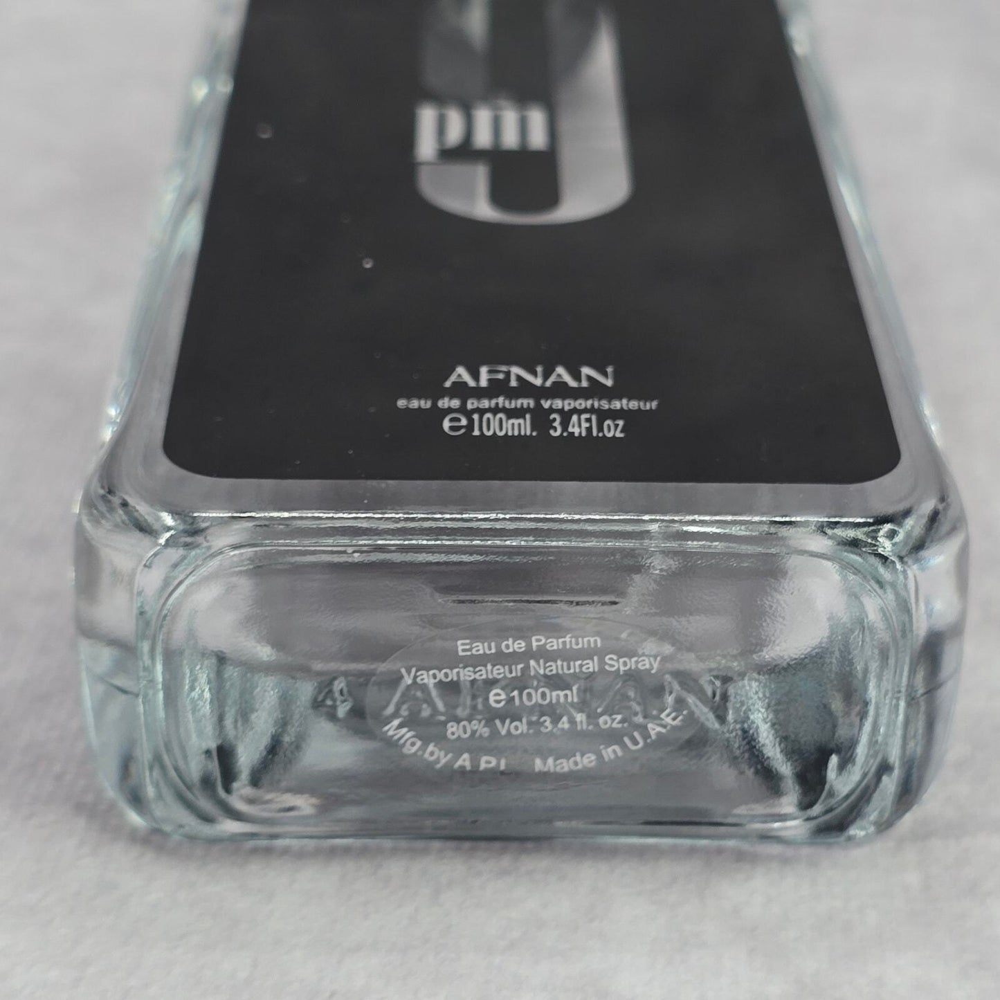 Afnan 9PM 3.4 FL Oz 100 ML Black Gray Clear Empty Collector Glass Bottle Only