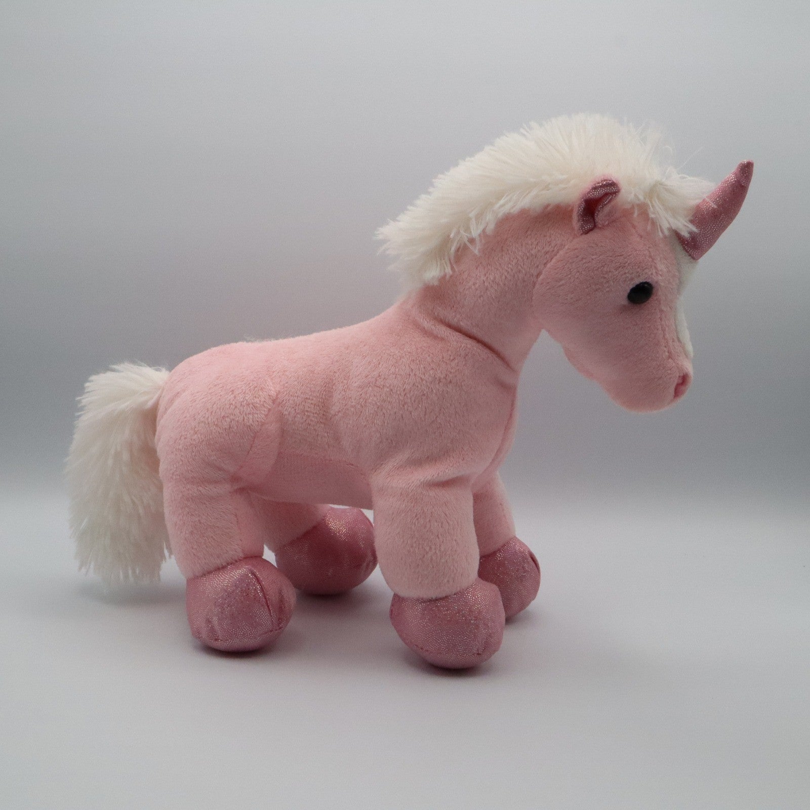 Pink Plush Unicorn Stuffed Animal Toy Soft Cuddly Sparkle Hooves Gift 11"
